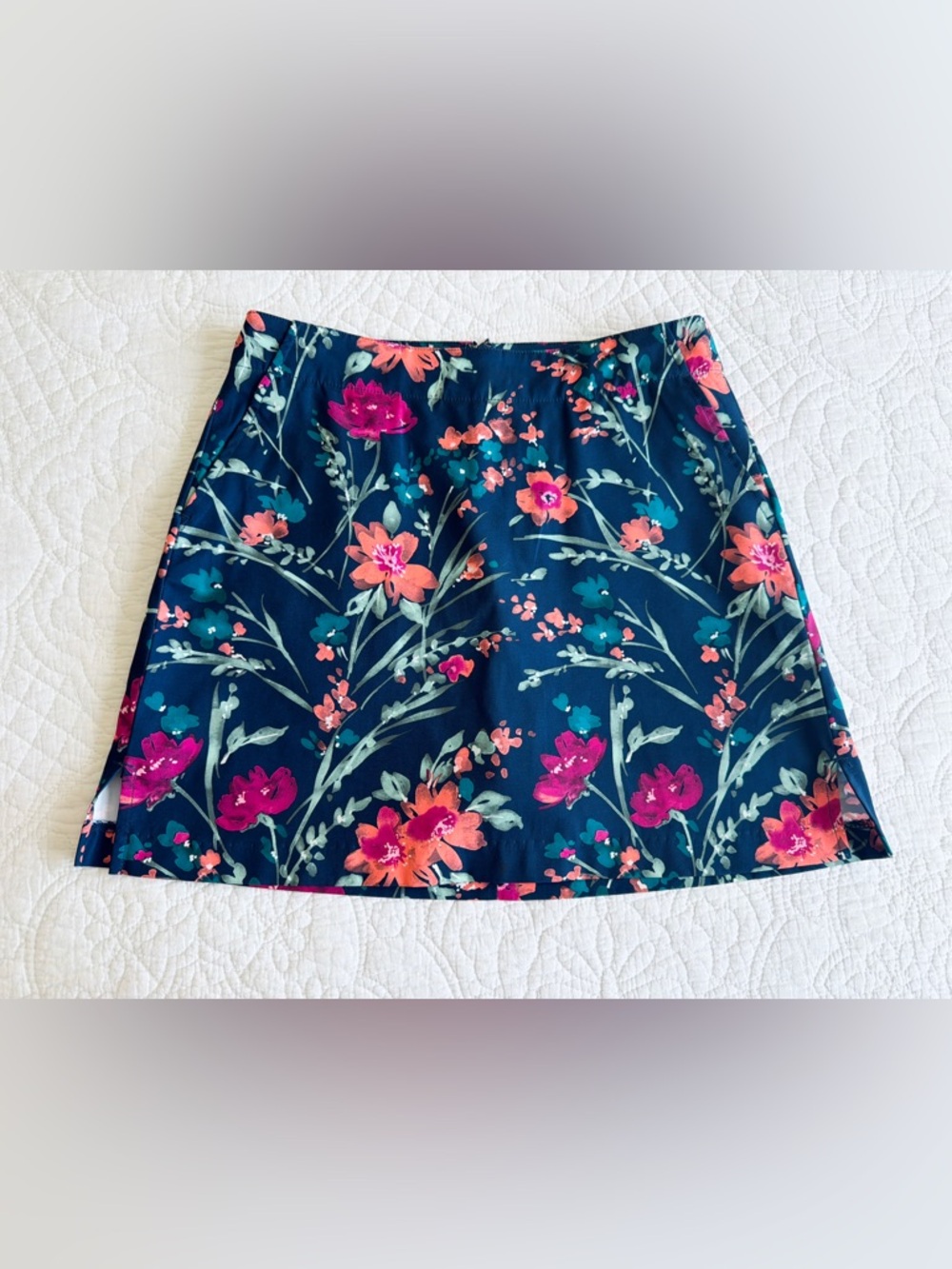 Lady Hagen Calypso Skort Woman’s Sz 2 Golf Tennis Pickleball Floral Pockets Navy